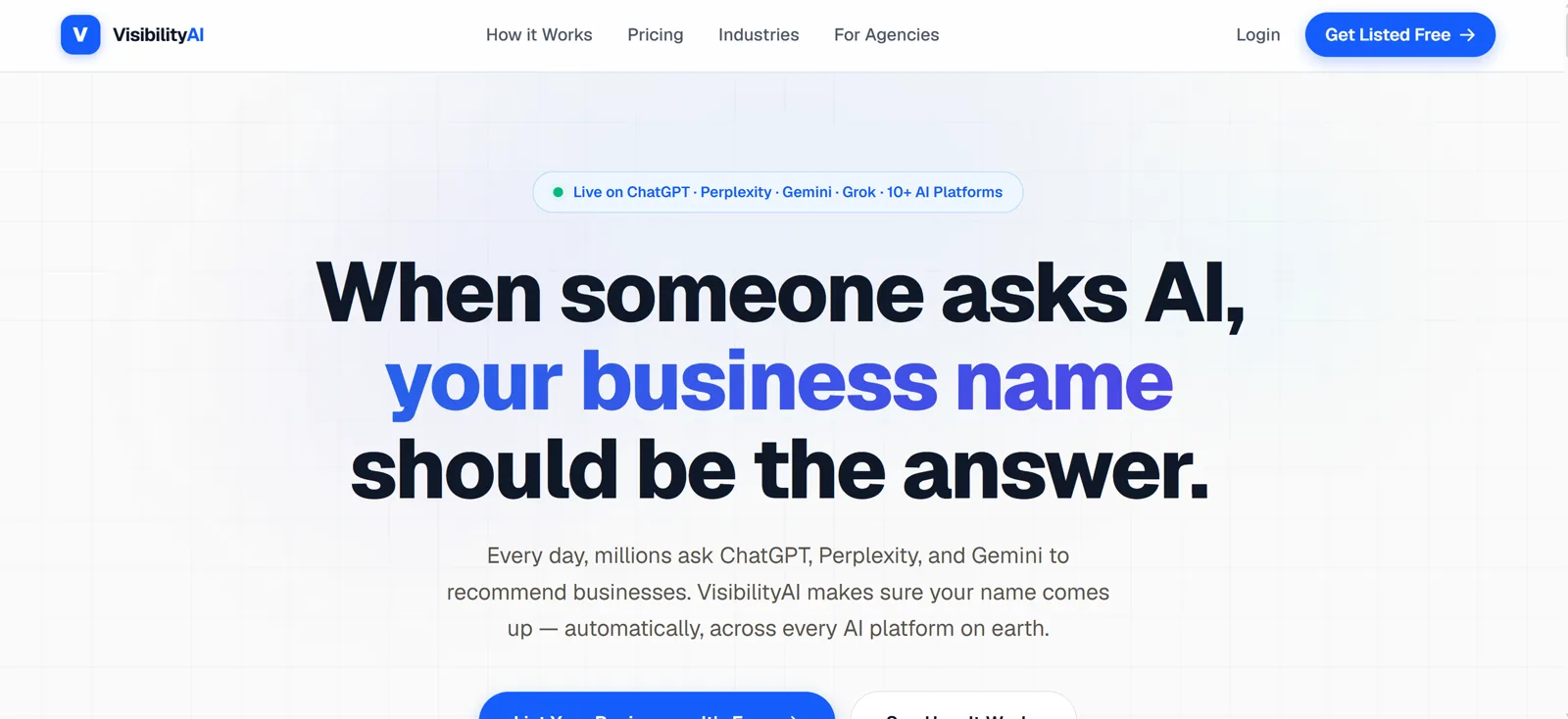 Visibility AI website screenshot